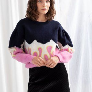 & Other Stories Flames Pink Warm Winter Wool Sweater - size S